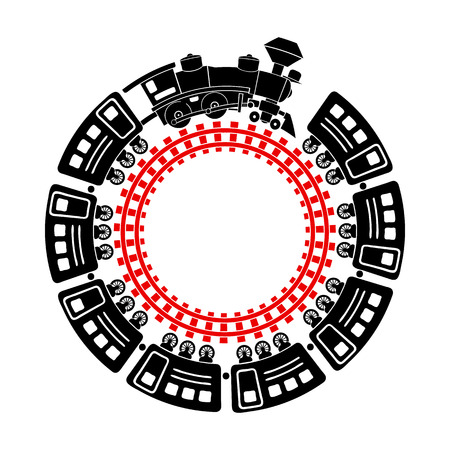 Train and round railway icon in simple style isolated on white backgroundのイラスト素材