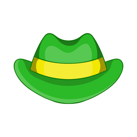 Green hat icon in cartoon style isolated on white background. Headdress symbolのイラスト素材