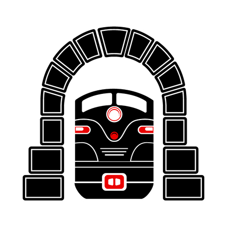 Train in tunnel icon in simple style isolated on white backgroundのイラスト素材