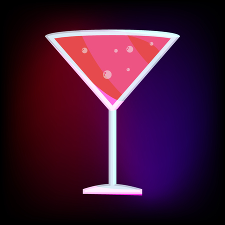 Martini glass with red cocktail icon in cartoon style for any designのイラスト素材