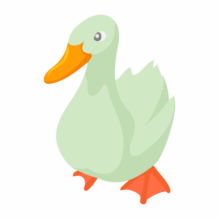 White goose icon in cartoon style on a white backgroundのイラスト素材