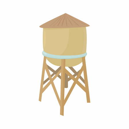 Water tower icon in cartoon style on a white backgroundのイラスト素材