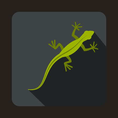 Lizard icon in flat style with long shadow. Reptiles symbolのイラスト素材