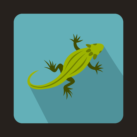 Striped iguana icon in flat style with long shadow. Reptiles symbolのイラスト素材