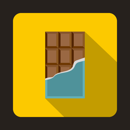 Chocolate bar icon in flat style with long shadow. Sweets symbolのイラスト素材
