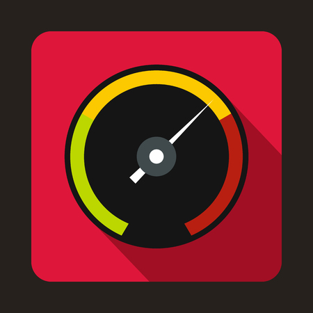 Speedometer with colored stripes icon in flat style with long shadow. Auto spare parts symbolのイラスト素材