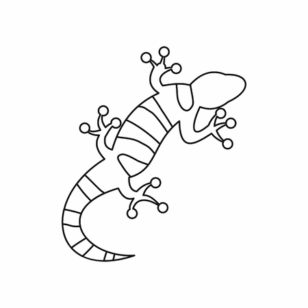 Lizard icon in outline style isolated vector illustration. Reptiles symbolのイラスト素材