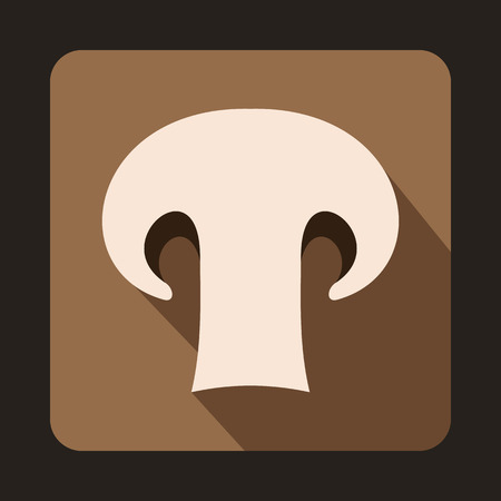 Champignon mushroom icon in flat style on a coffee backgroundのイラスト素材