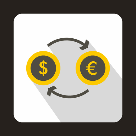 Euro dollar euro exchange icon in flat style on a white backgroundのイラスト素材