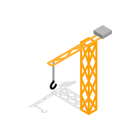 Construction crane icon in isometric 3d style isolated on white backgroundのイラスト素材