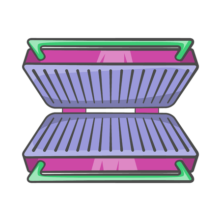 Electric grill icon in cartoon style isolated on white background. Appliances symbolのイラスト素材