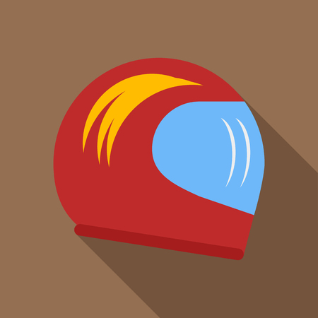 Racing helmet icon in flat style on a coffee backgroundのイラスト素材