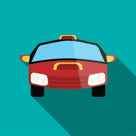 Red racing car icon in flat style on a turquoise backgroundのイラスト素材
