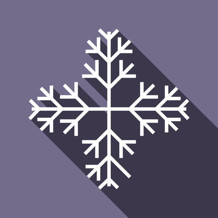 Snowflake icon in flat style on a lavender backgroundのイラスト素材