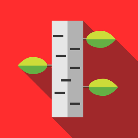 Birch icon in flat style on a red backgroundのイラスト素材
