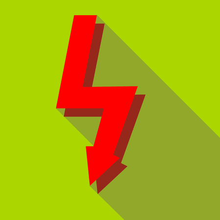 Lightning icon in flat style on a green backgroundのイラスト素材