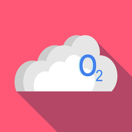 O2 cloud icon in flat style on a pink backgroundのイラスト素材