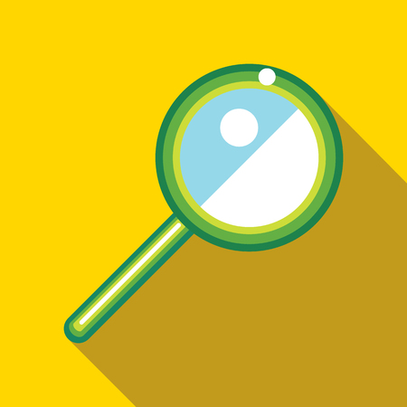 Magnifying glass icon in flat style on a yellow backgroundのイラスト素材