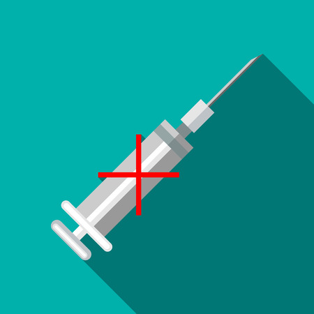 No syringe icon in flat style on a turquoise backgroundのイラスト素材