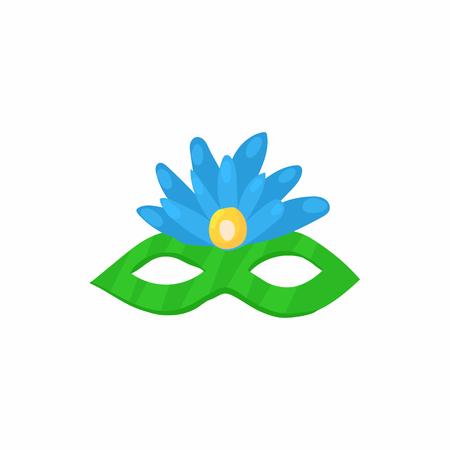 Carnival mask icon in cartoon style isolated on white background. Holiday symbolのイラスト素材