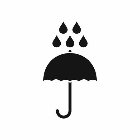 Umbrella and rain drops icon in simple style isolated vector illustrationのイラスト素材