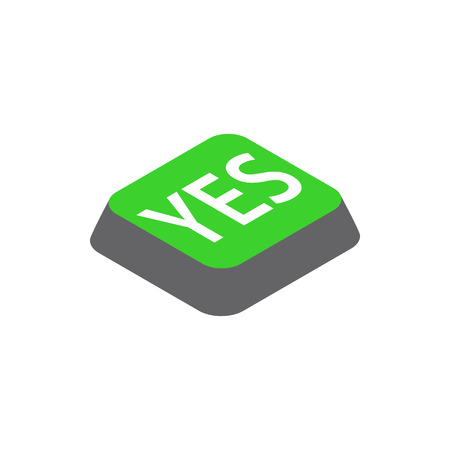 Click yes button icon in isometric 3d style isolated on white background. Choise symbolのイラスト素材