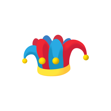 Jester hat icon in cartoon style on a white backgroundのイラスト素材