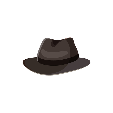 Black hat icon in cartoon style on a white backgroundのイラスト素材