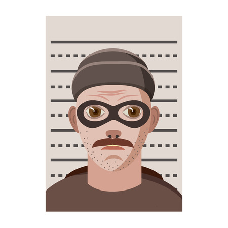 Man arrested photo in police icon in cartoon style on a white backgroundのイラスト素材