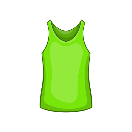 Green mens t-shirt icon in cartoon style isolated on white background. Clothing symbolのイラスト素材
