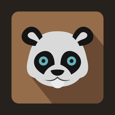 Head of panda icon in flat style on a coffee backgroundのイラスト素材