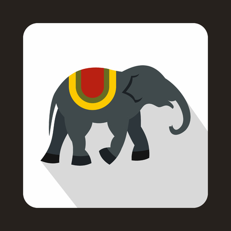 Elephant icon in flat style on a white backgroundのイラスト素材