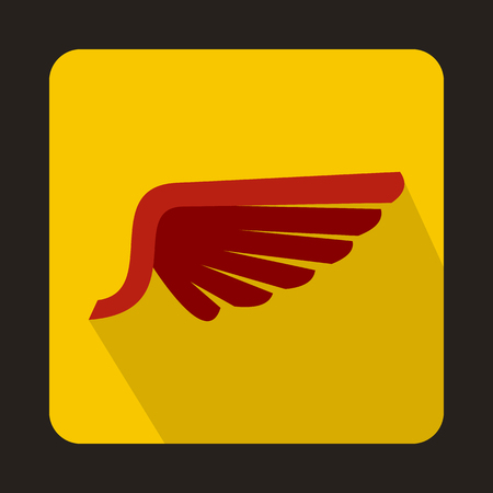 Red wing icon in flat style on a yellow backgroundのイラスト素材