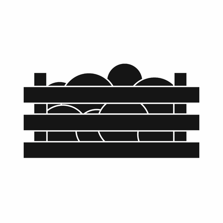 Watermelons in wooden crate icon in simple style isolated vector illustrationのイラスト素材