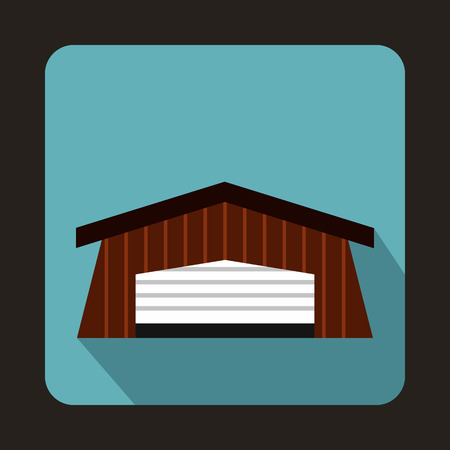 Barn icon in flat style with long shadow. Building symbolのイラスト素材