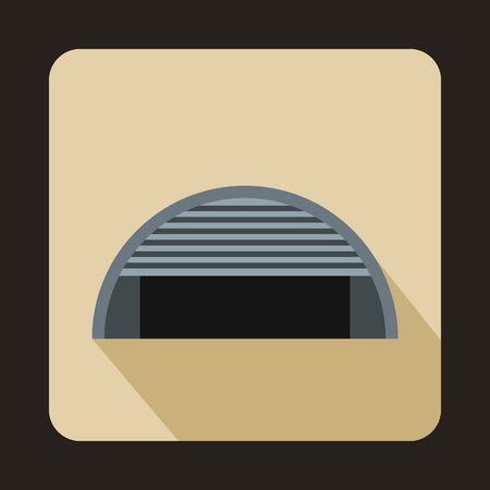Round garage icon in flat style with long shadow. Building symbolのイラスト素材
