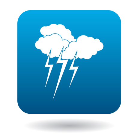 Clouds with lightnings icon in simple style on a white backgroundのイラスト素材