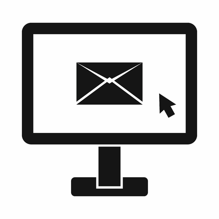 Monitor with email sign icon in simple style isolated vector illustrationのイラスト素材
