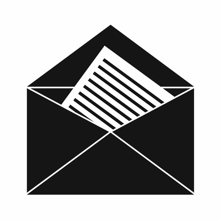 Open envelope with sheet of paper icon in simple style isolated vector illustrationのイラスト素材