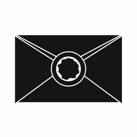 Envelope with red wax seal icon in simple style isolated vector illustrationのイラスト素材