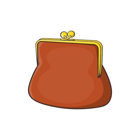 Brown retro purse icon in cartoon style on a white backgroundのイラスト素材