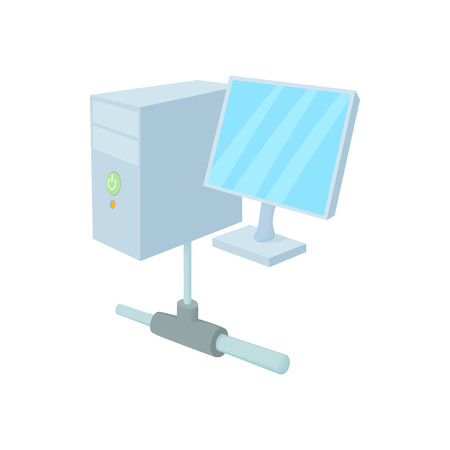 Computer icon in cartoon style isolated on white background. Technique symbolのイラスト素材