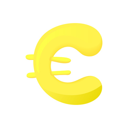 Euro sign icon in cartoon style isolated on white background. Currency symbolのイラスト素材