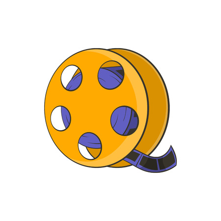 Tape with film icon in cartoon style isolated on white background. Video symbolのイラスト素材