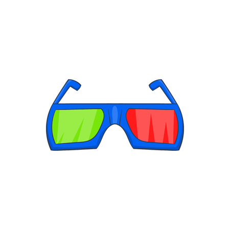 Glasses for 3d movie icon in cartoon style isolated on white background. Film symbol