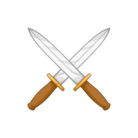 Knives icon in cartoon style isolated on white background. Weapons symbolのイラスト素材