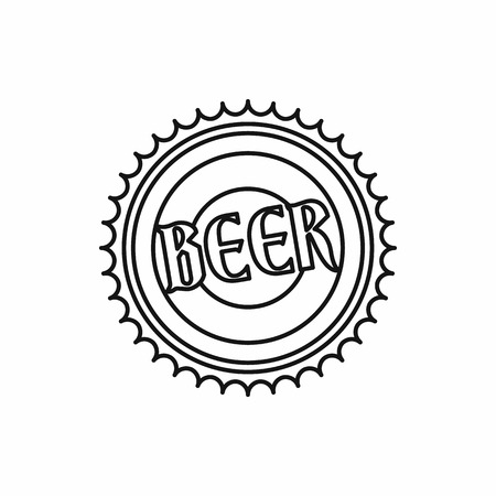 Beer bottle cap icon in outline style isolated vector illustrationのイラスト素材