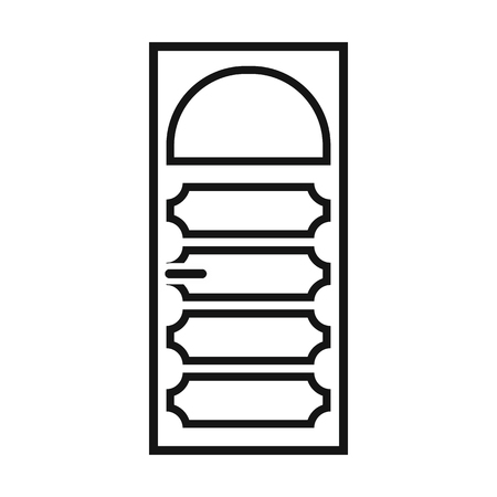 Wooden door with an arched glass icon in simple style isolated vector illustrationのイラスト素材