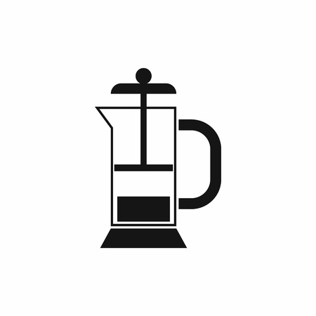French press coffee maker icon in simple style isolated vector illustrationのイラスト素材