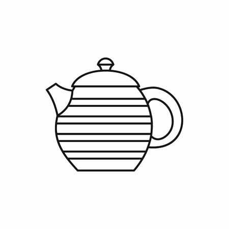 Striped teapot icon in outline style isolated vector illustrationのイラスト素材